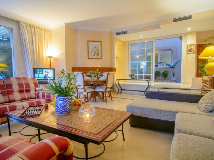 Luminous lounge area with comfortable sofas