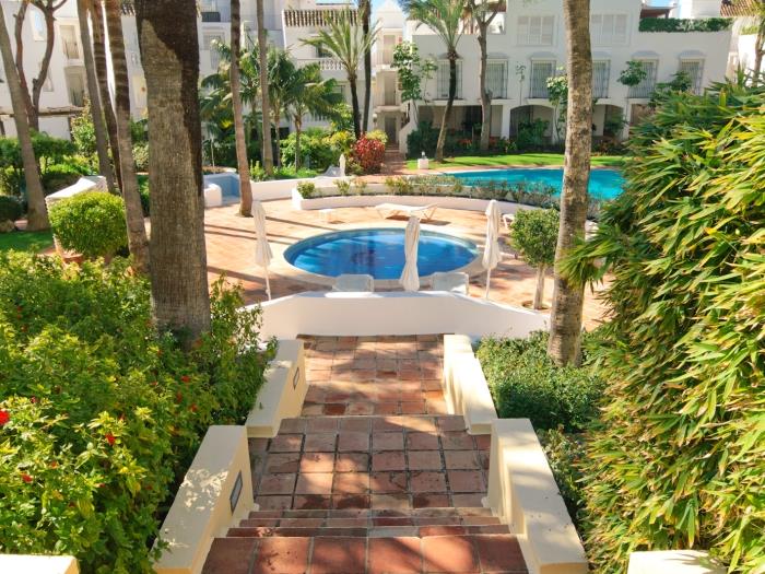 Three pools in the middle of the development