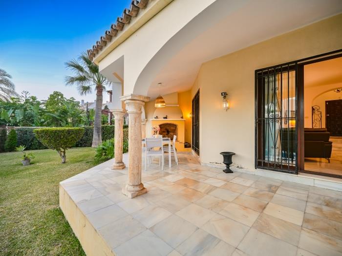 Terrace with lounge area and dining table for 6