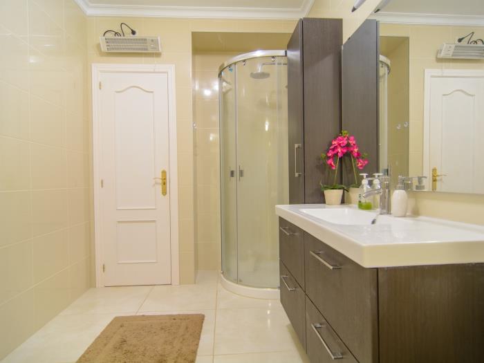 Walk in shower in family bathroom on ground floor