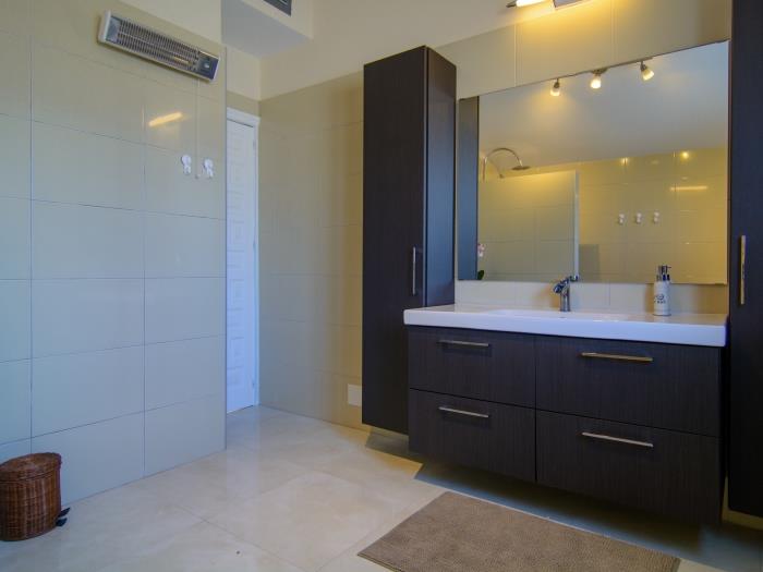Double sink, walk in shower in en suite bathroom
