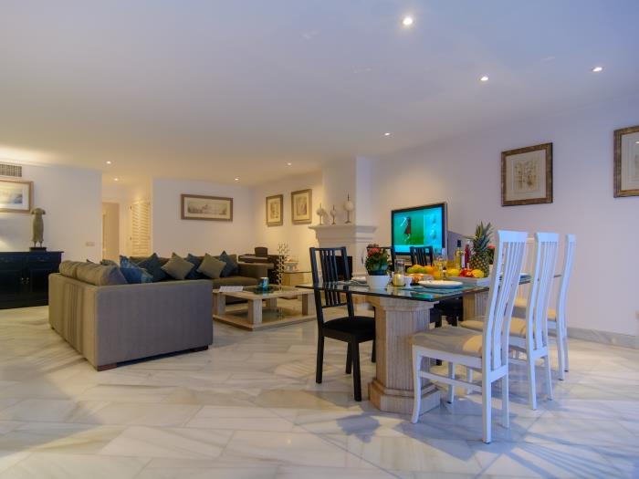Elegant marble floor in living room, neat design