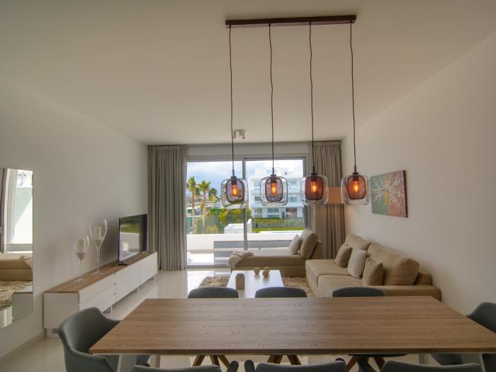 Neat design living room with exit to terrace