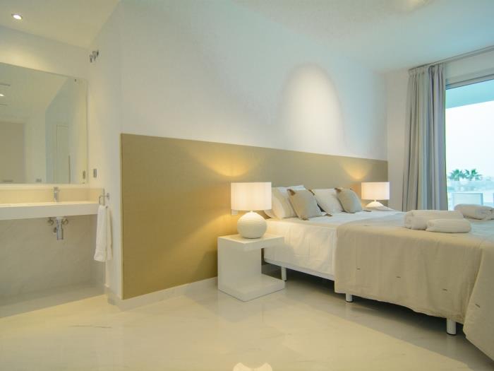 Open plan master bedroom with en suite bathroom