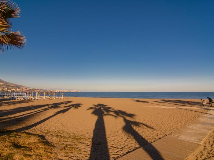 Sandy beach with beautiful mountain views
